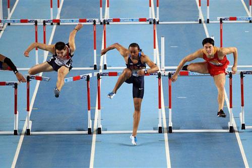Aries Merritt, Lui Xiang e Andrew Pozzi no 60m com Obstáculos em WIC Istambul / Foto: Getty Images