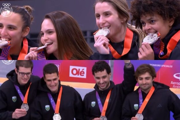 Brasil conquista duas pratas nas disputas por equipes da esgrima nos Jogos Sul-Americanos