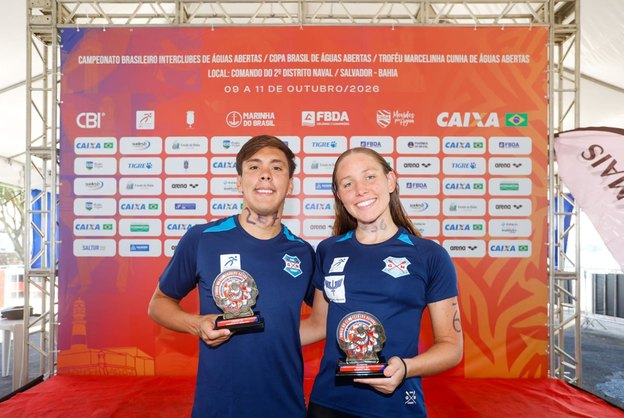 Cibelle Jungblut e Lucas Alba conquistam ouro nos 3 km do Brasileiro de Águas Abertas