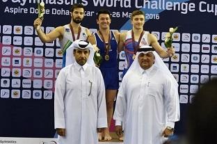 Diego Hypolito conquistou o ouro no solo (Divulgação/Doha Artistic Gymnastics)