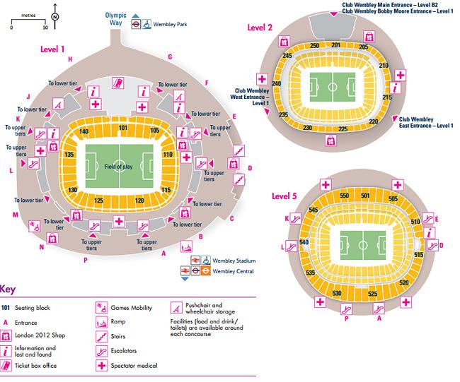 Mapa do Estádio Wembley - Futebol / Foto: Londres 2012 