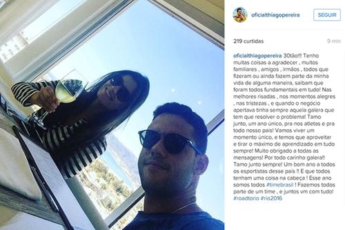 Thiago publica foto com esposa e agradece nos seus 30 anos / Foto: Reprodução / Facebook