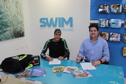 Murilo Sartori e Bernardo Cavalcanti, CFO do BRW Sports Group, representante oficial da marca Arena no Brasil / Foto: Andre Matheus/Swim Channel