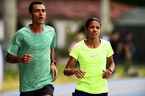 O casal Marilson e Juliana dos Santos treinam na pista da CDA / Foto: Wagner Carmo/CBAt Divulgação