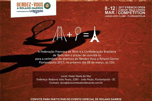 Florianópolis recebe pela primeira vez o torneio  Rendez-Vous à Roland-Garros, uma oportunidade para os tenistas juvenis brasileiros disputarem uma vaga no charmoso grand slam francês / Foto: Divulgação