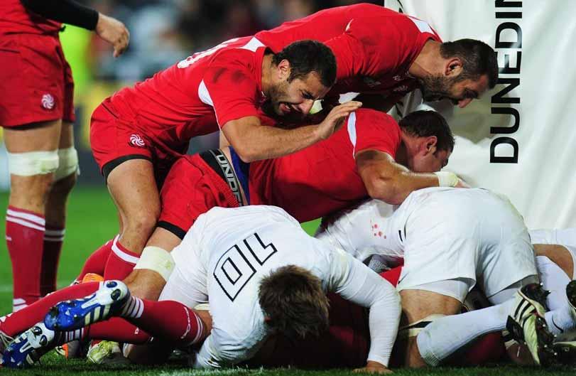 A Inglaterra conseguiu sua segunda vitória no Mundial de Rugby, diante da Geórgia, que conseguiu segurar bem o placar no primeiro tempo, que acabou 17x10./ Foto: Divulgação/IRB