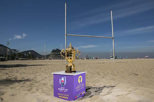  Troféu da Copa do Mundo de Rugby no Rio de Janeiro / Foto: Bruna Prado/ World Rugby/Getty Images