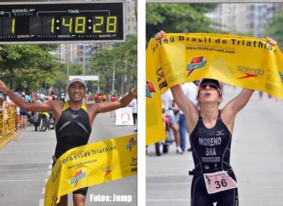 Carla Moreno e Paulo Henrique Myiashiro venceram a sexta e última etapa da 20ª edição do Troféu Brasil de Triathlon / Foto: Jump